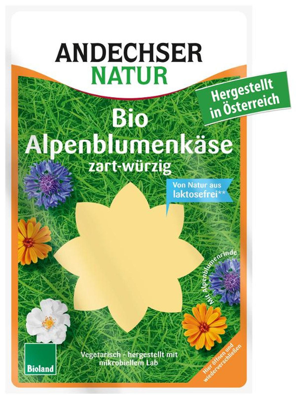 Alpenblumenkäse in Scheiben